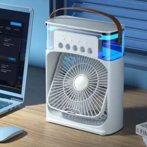Mini 3-in-1 Air Cooler Fan – USB Humidifier with Light & Timer