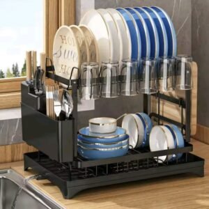 Tier Dish Drying Rack for Kitchen Counter – Rust Resistant, White
